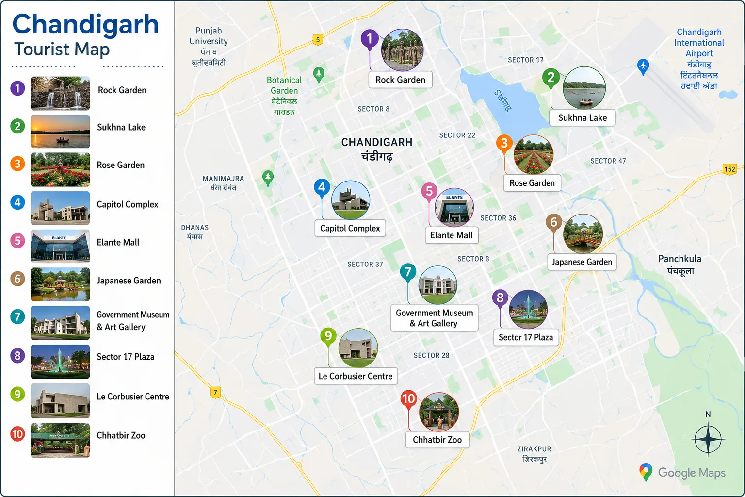 Chandigarh Tourist Map