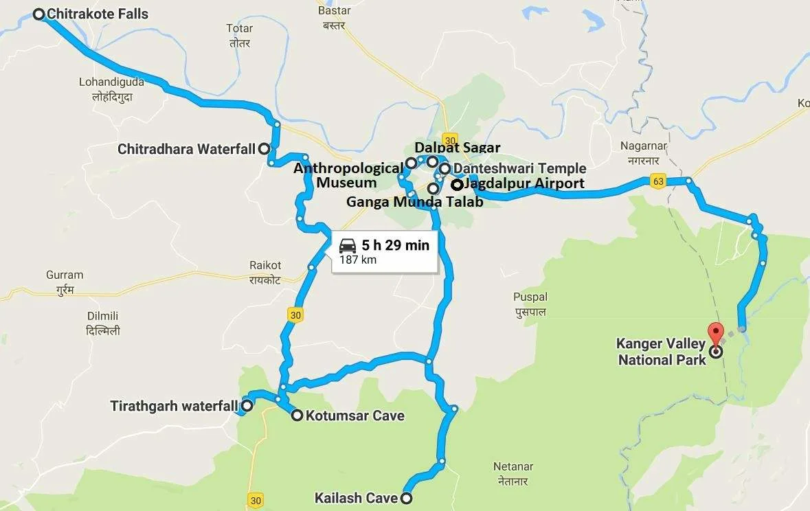 Chhattisgarh Tourist Map