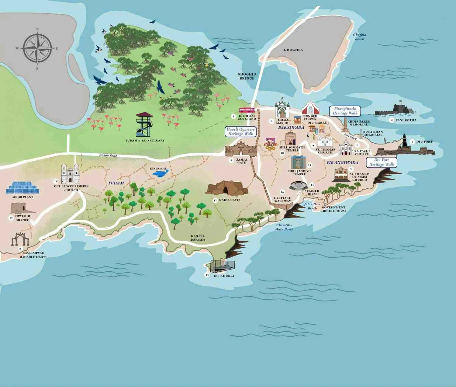 Daman and Diu Tourist Map