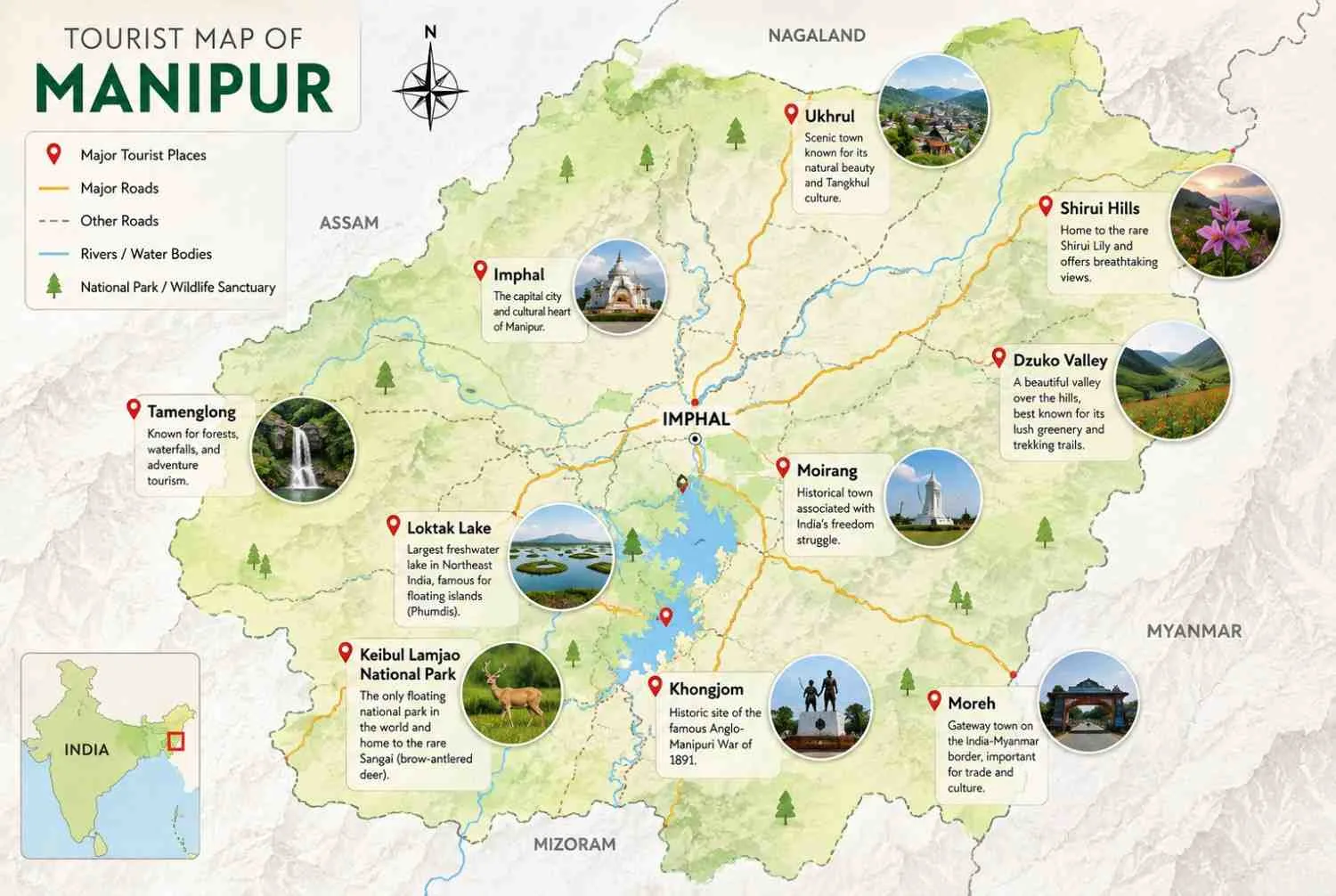 Tourist Map of Manipur