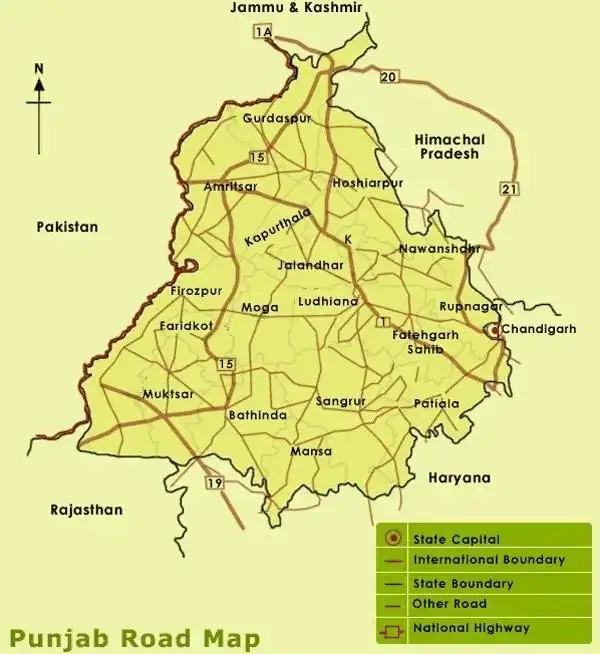 Punjab Tourist Map